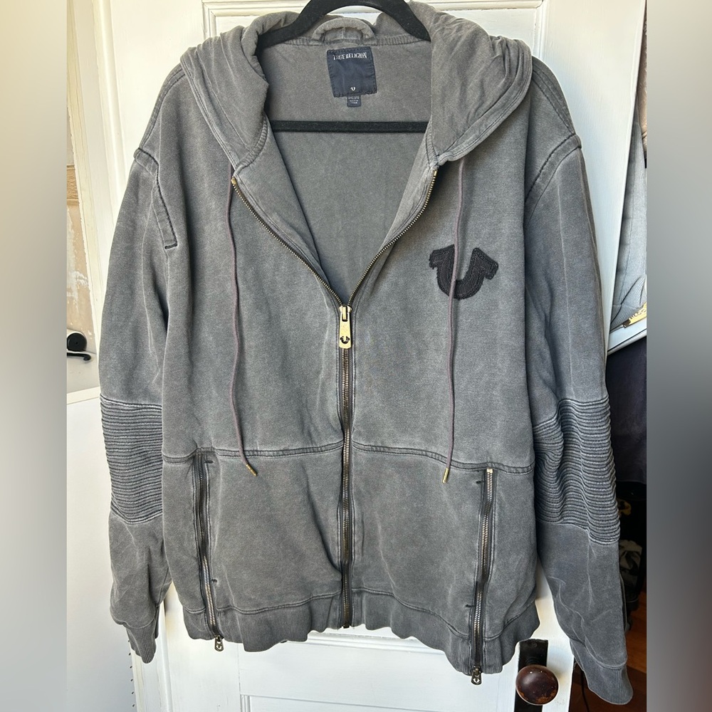 True Religion Charcoal Gray Zip-Up Jacket